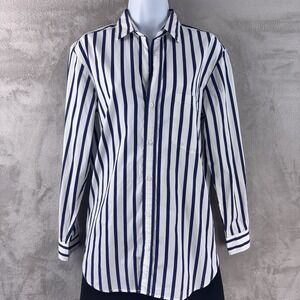 Frank & Eileen Joedy Button Down Shirt Womens‎ Size XS Blue White Stripe taly